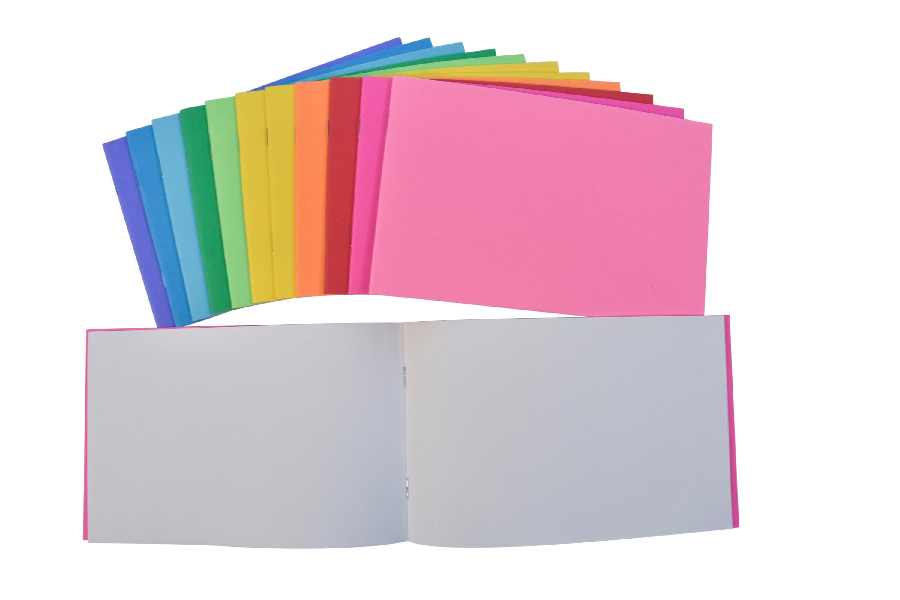 School Smart Bright Blank Books, 5-1/2 x 8-1/2 Inches, Assorted Colors, 16 Sheets, Pack of 12 2088938